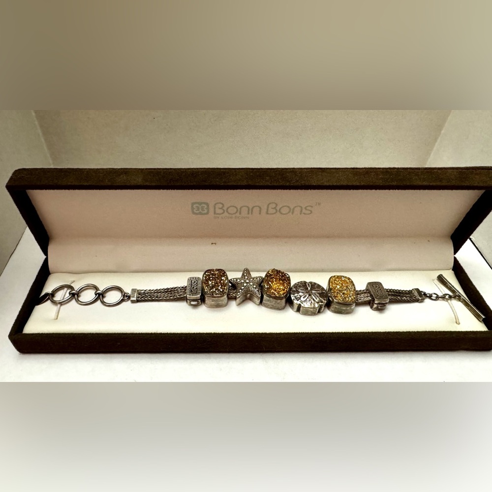 Lori Bonn Bonn Bonns Sterling Silver Slider Charm Bracelet Sea Themed